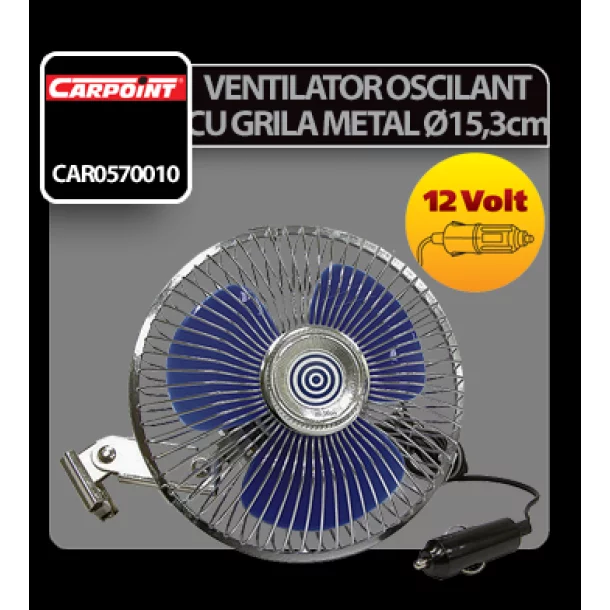 Carpoint 12V-os oszcilláló fémből készült ventilátor