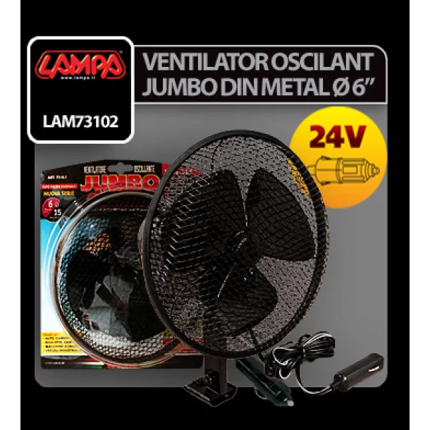 Jumbo Ø 6” fém 24V-os oszcilláló ventilátor tapadókoronggal