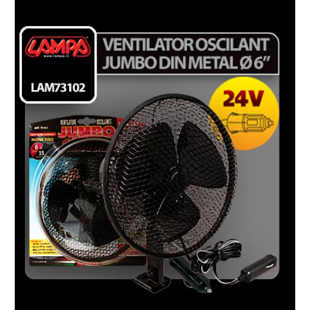 Jumbo Ø 6” oscillating metal car fan - 24V