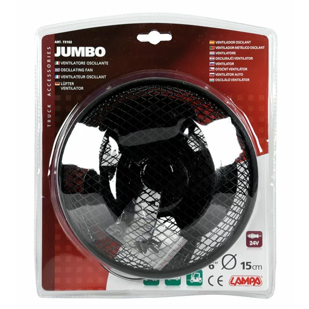 Jumbo Ø 6” oscillating metal car fan - 24V