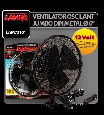 Jumbo Ø 6” oscillating metal car fan - 12V thumb