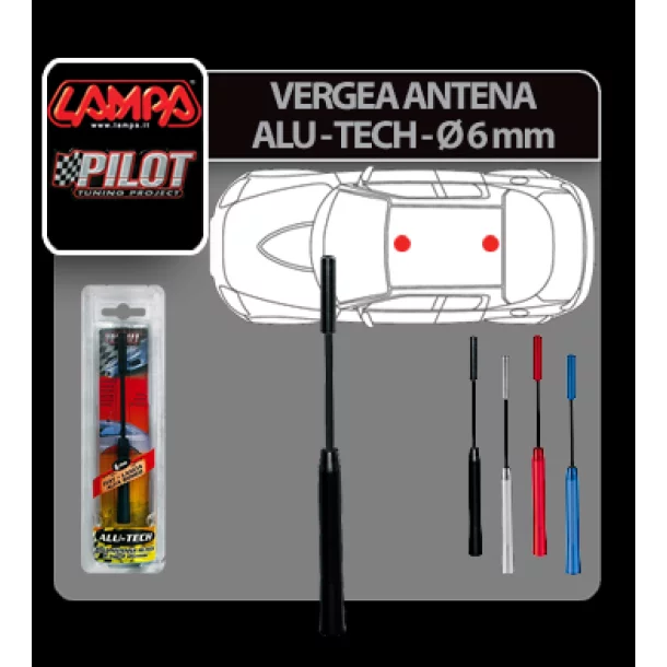 Vergea antena Alu-Tech - Ø 6mm - Negru