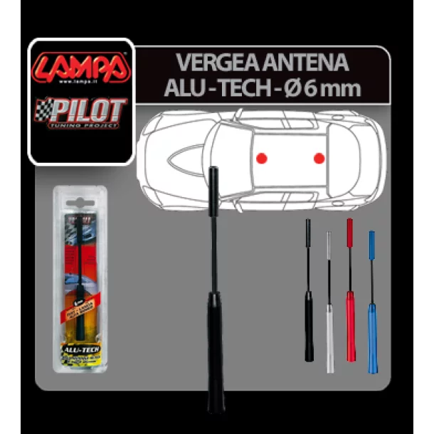 Tetőantenna pálca Alu-Tech - Ø 6 mm - Fekete