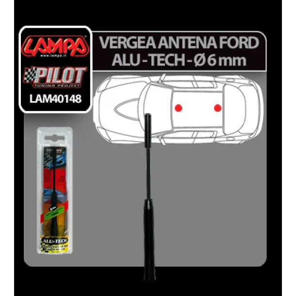 Tetőantenna pálca Alu-Tech Ford - Ø 6 mm - Fekete