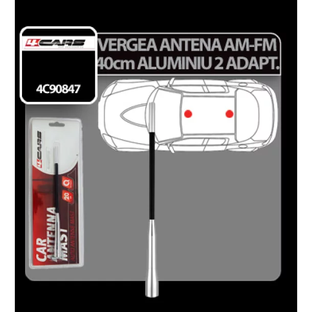 4Cars Aluminium tetőantenna pálca (AM/FM) - 20 cm - Ø 5-6 mm