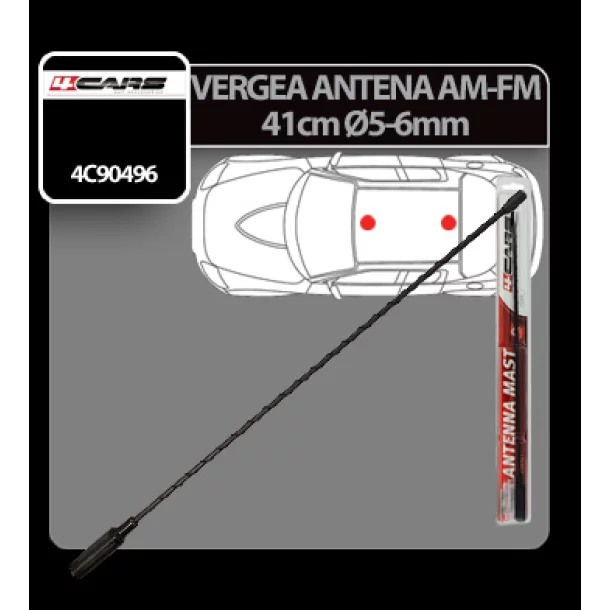 Vergea antena (AM/FM) 4Cars - 41cm - Ø 5-6mm