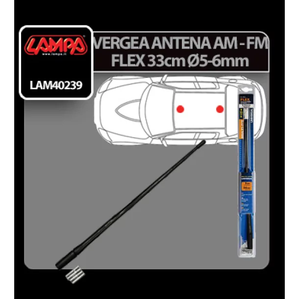 Flex tetőantenna pálca (AM/FM) - 33 cm - Ø 5-6 mm