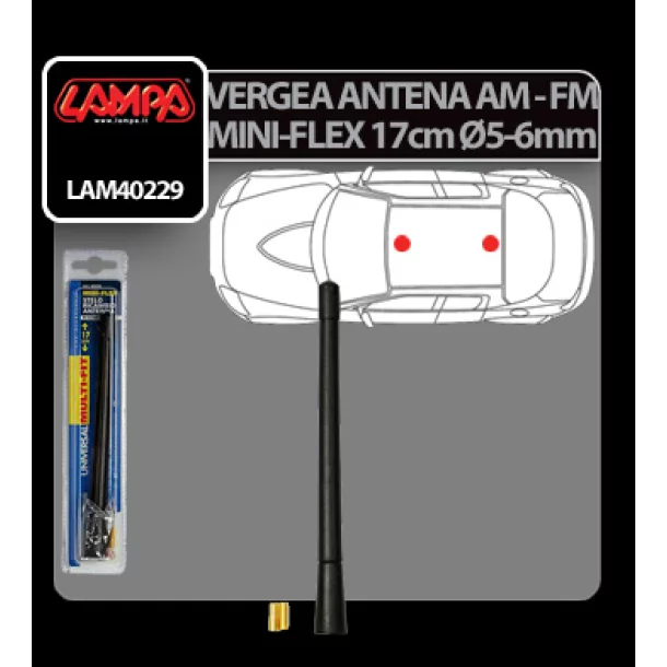 Mini-Flex tetőantenna pálca (AM/FM) - 17 cm - Ø 5-6 mm