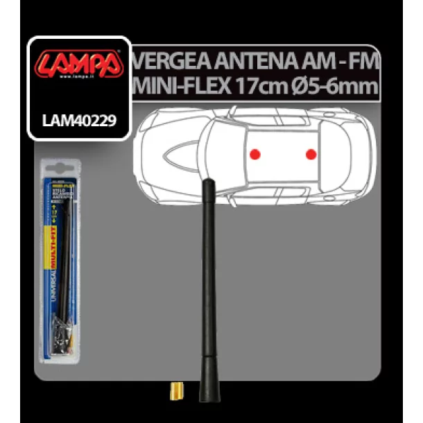 Vergea antena Mini-Flex (AM/FM) Lampa - 17cm - Ø 5-6mm