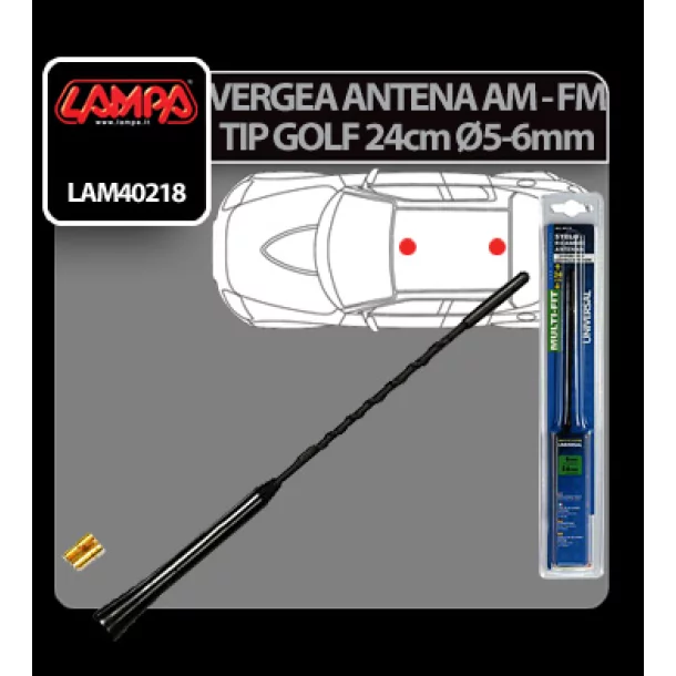 Vergea antena tip Golf (AM/FM) Lampa - 24cm - Ø 5-6mm