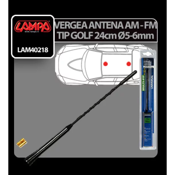 Lampa tetőantenna pálca (AM/FM) - 24 cm - Ø 5-6 mm