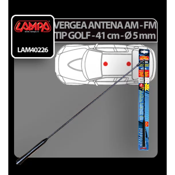 Lampa tetőantenna pálca (AM/FM) - 41 cm - Ø 5 mm