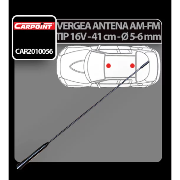 Vergea antena tip V16 (AM/FM) Carpoint - 41cm - Ø 5-6mm