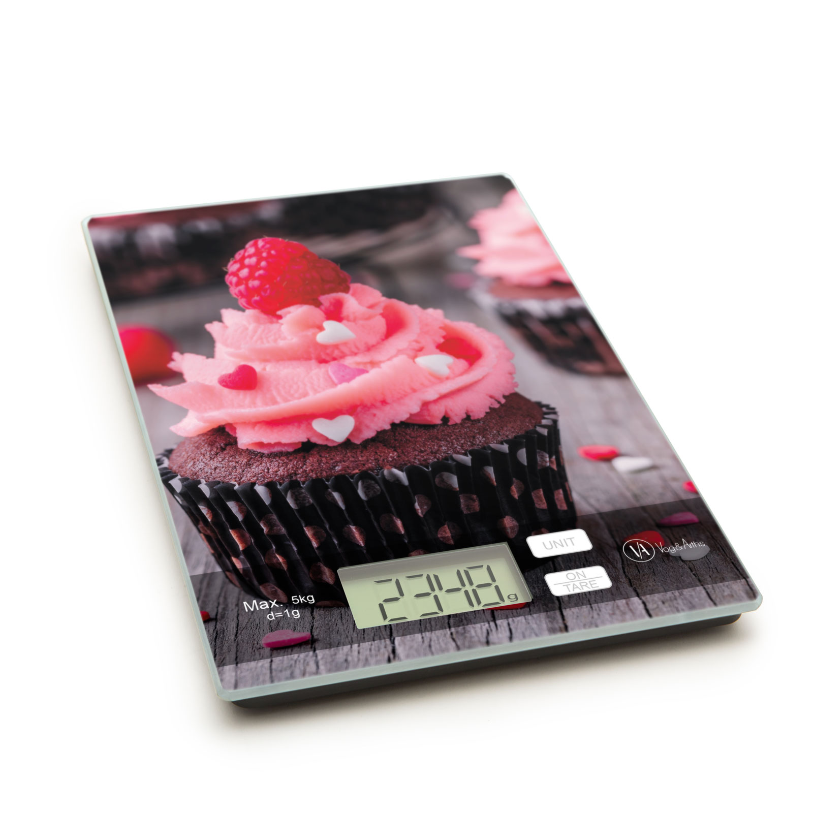 Vog und Arths - Cântar de bucătărie, 5 kg, model „muffin roz” thumb