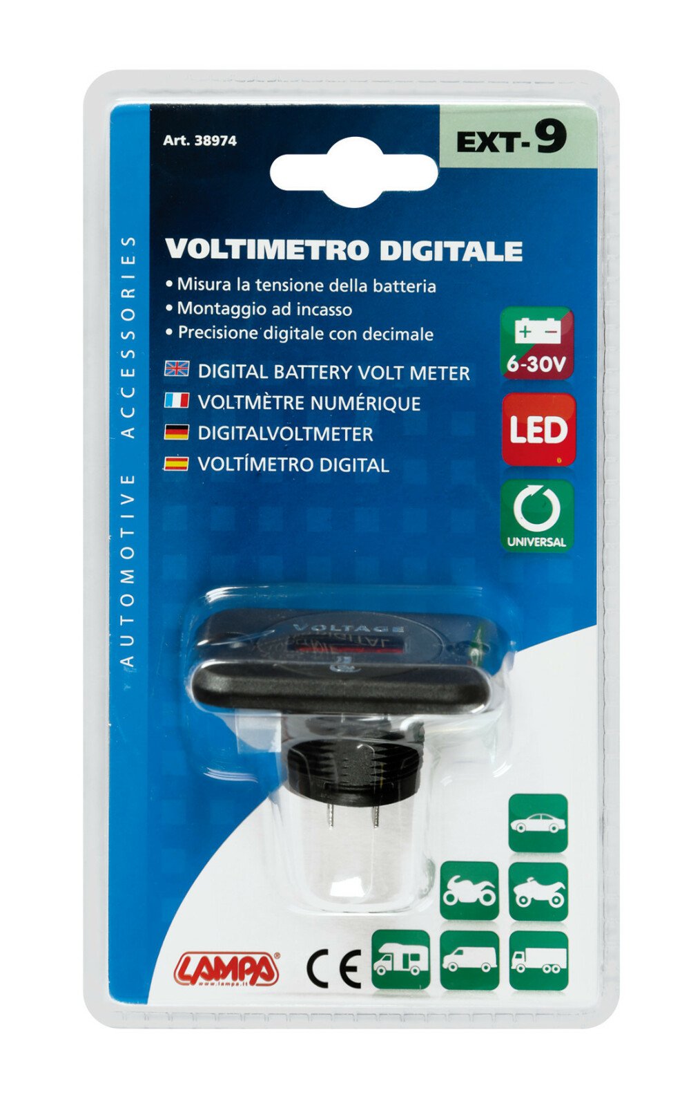 Ext-9 Digital battery volt meter - 6/30V thumb