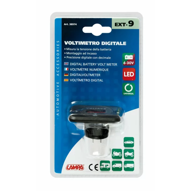 Ext-9 Digital battery volt meter - 6/30V