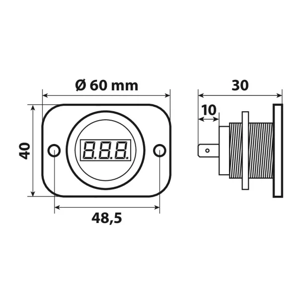 Ext-9 Digitális akkumulátor voltmérő - 6/30V