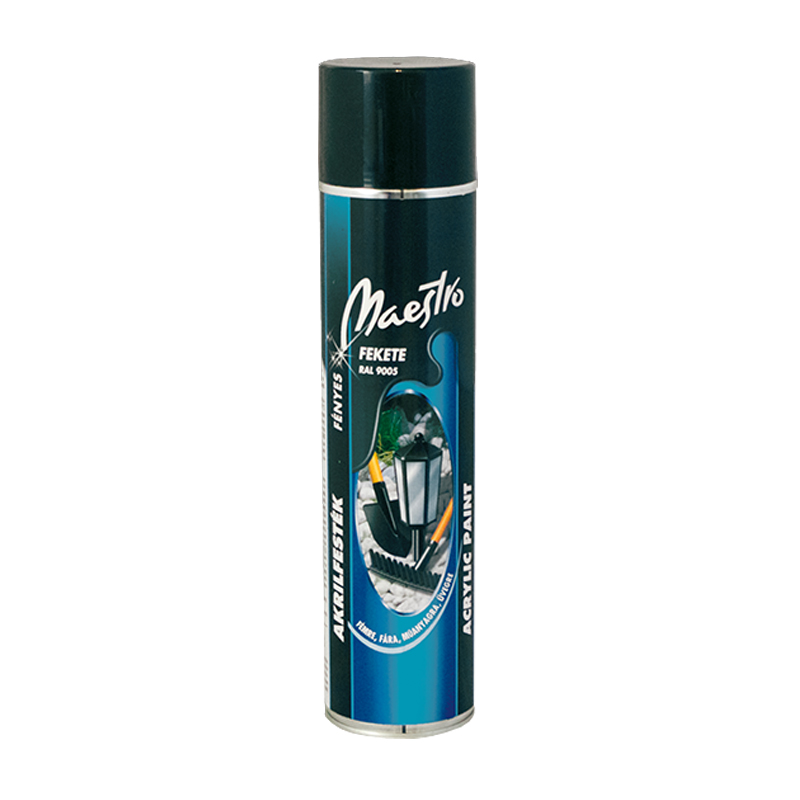 Maestro shiny acrylic paint aerosol 600ml RAL9005 - Black thumb