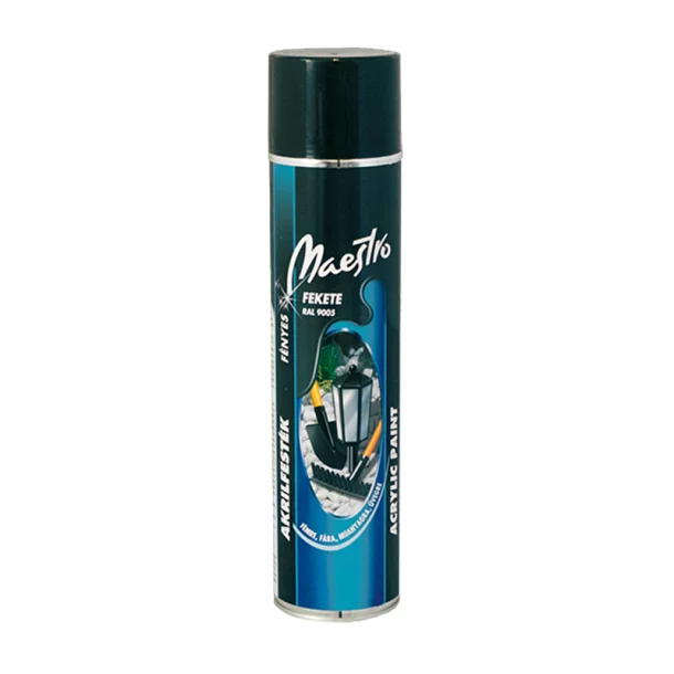 Maestro fényes festék aeroszol 600ml RAL9005 - Fekete