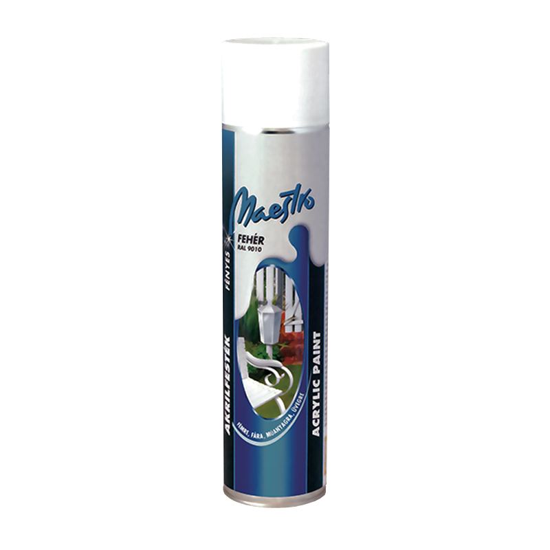 Maestro shiny acrylic paint aerosol 600ml RAL9010 - White thumb