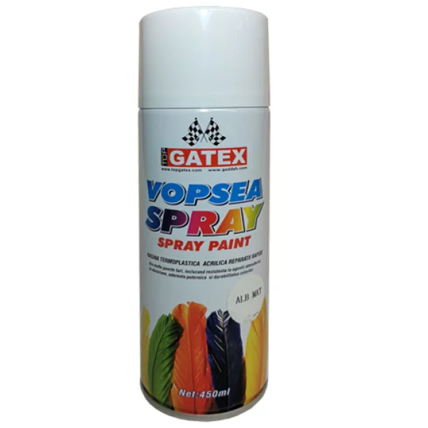 Vopsea acrilica spray 450ml Top Gatex - Alb mat