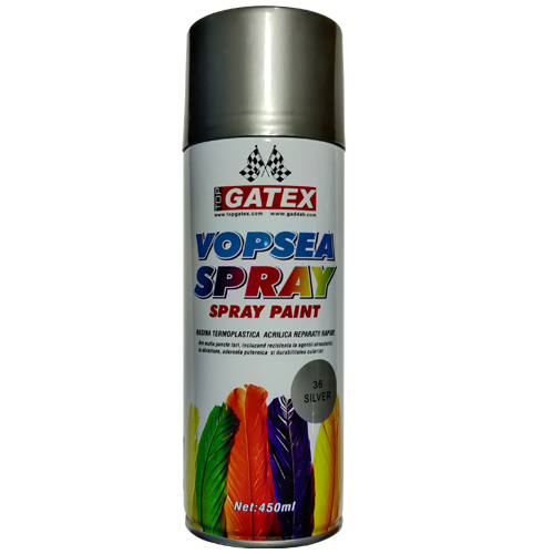 Vopsea acrilica spray 450ml Top Gatex - Argintiu 36 thumb