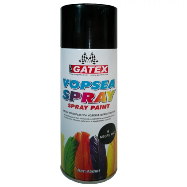 Vopsea acrilica spray 450ml Top Gatex - Negru mat 4