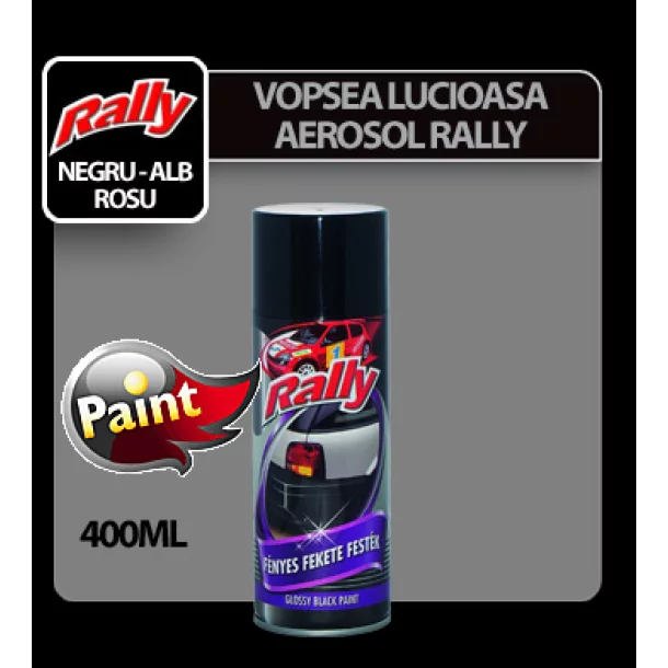 Vopsea lucioasa aerosol Rally 400ml - Negru