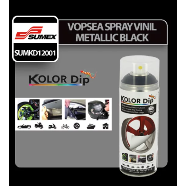 Vopsea spray cauciucata Kolor Dip 400ml - Metallic black