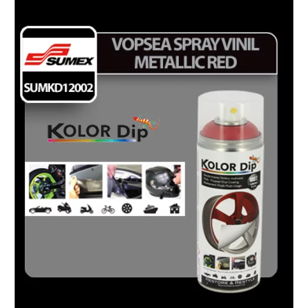 Vopsea spray cauciucata Kolor Dip 400ml - Metallic red